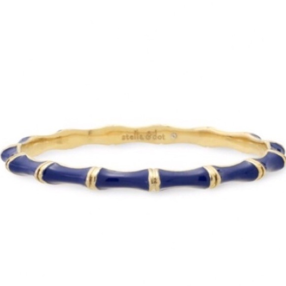 Stella & Dot | Dainty Gold Bangle Bracelet COBALT BLUE+Gold Julep Bangle - Picture 3 of 11